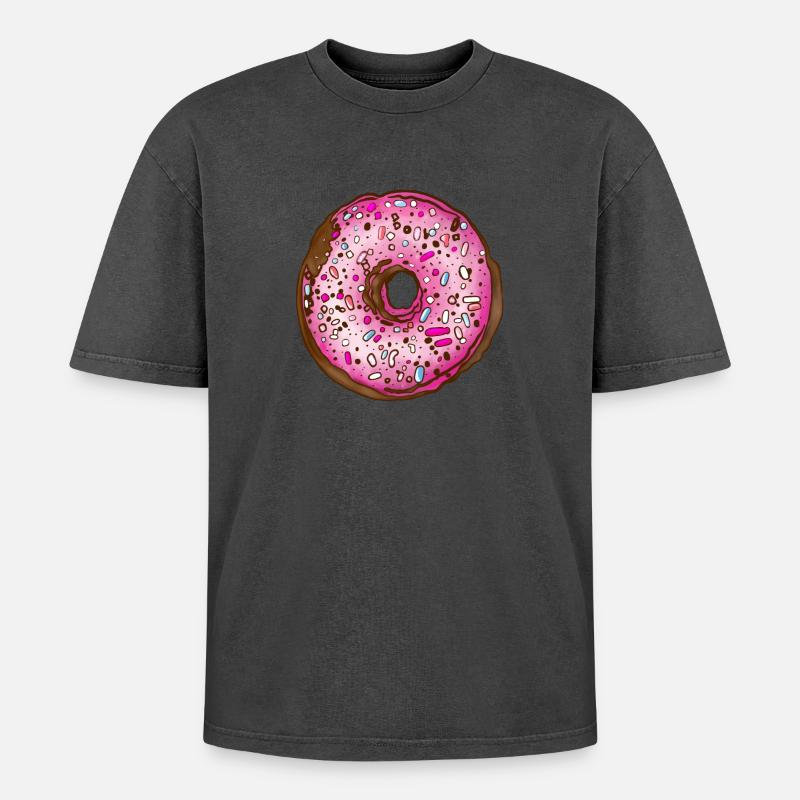 Doughnut - Oversized Unisex Premium Acid-Washed T-Shirt - acid washed pink