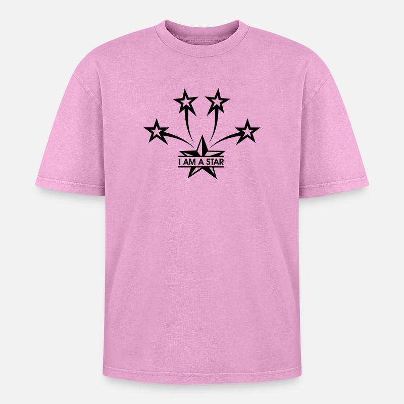 Ich bin ein Star - Oversized Unisex Premium Acid-Washed T-Shirt - Pink Acid Wash