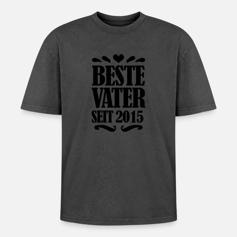Bester Vater seit 2015 - Oversized Unisex Premium Acid-Washed T-Shirt - undefined