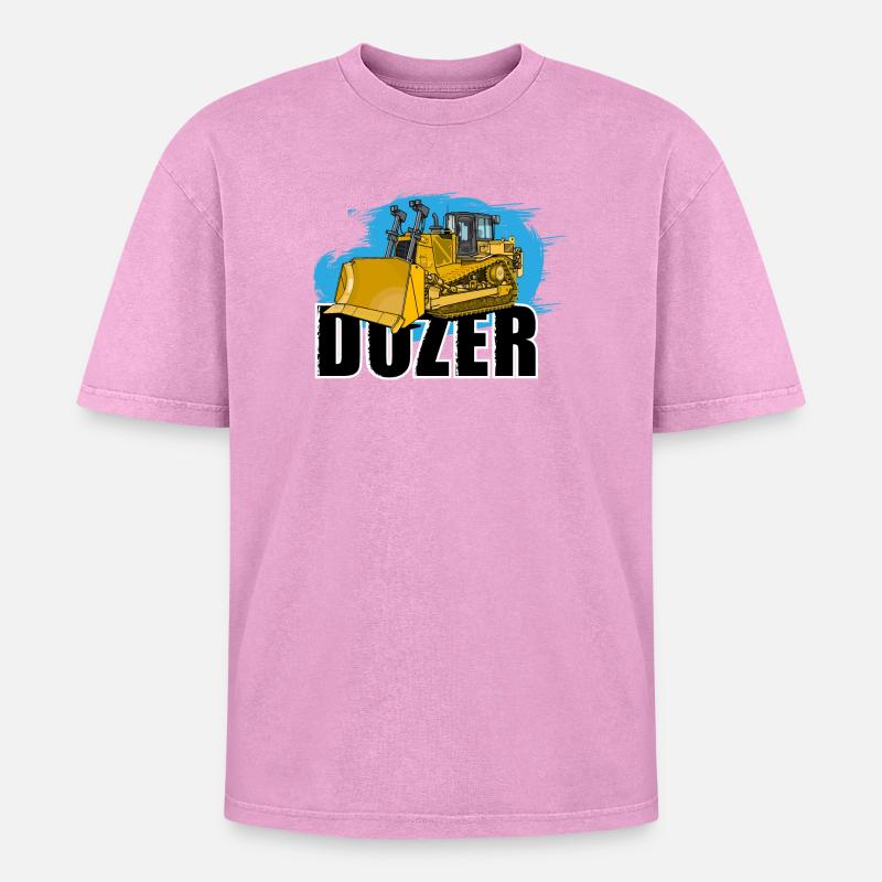 Bulldozer oder Planierraupe - Oversized Unisex Premium Acid-Washed T-Shirt - Pink Acid Wash