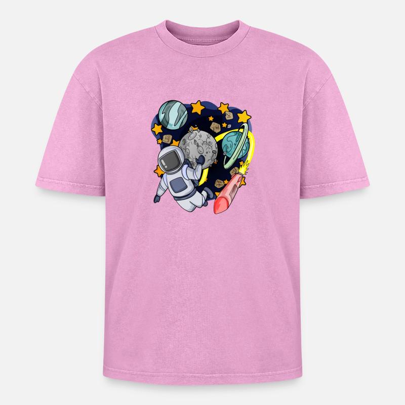 Astronaute dans l’espace - T-shirt Premium unisexe oversize acid-washed - rose délavé acide
