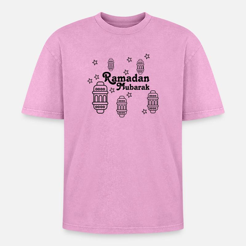 Ramadan Mubarak lights, asterisks - Oversized Unisex Premium Acid-Washed T-Shirt - acid washed pink