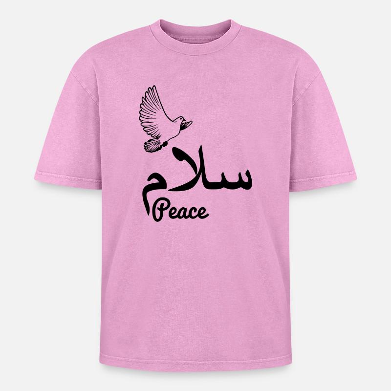 Arab peace with dove peace - Oversized Unisex Premium Acid-Washed T-Shirt - acid washed pink