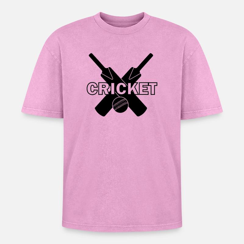 Cricket-Logo mit Text CRICKET - Oversized Unisex Premium Acid-Washed T-Shirt - Pink Acid Wash