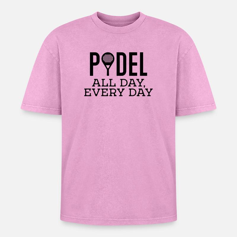 Racket Padel Training Padel Game Statement - Oversized Unisex Premium Acid-Washed T-Shirt - acid washed pink