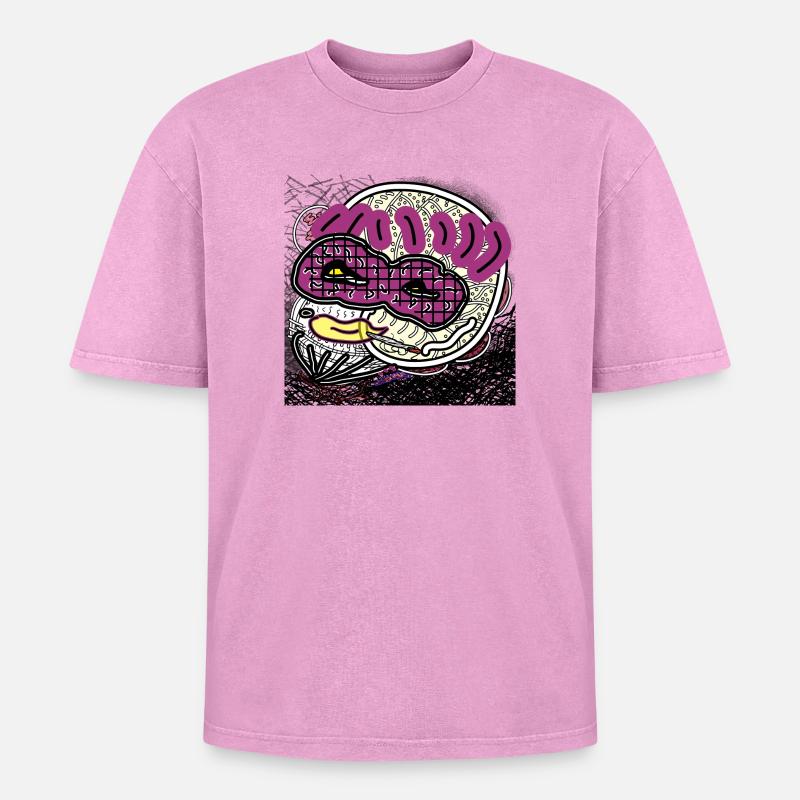 Comic-Mann - Oversized Unisex Premium Acid-Washed T-Shirt - Pink Acid Wash