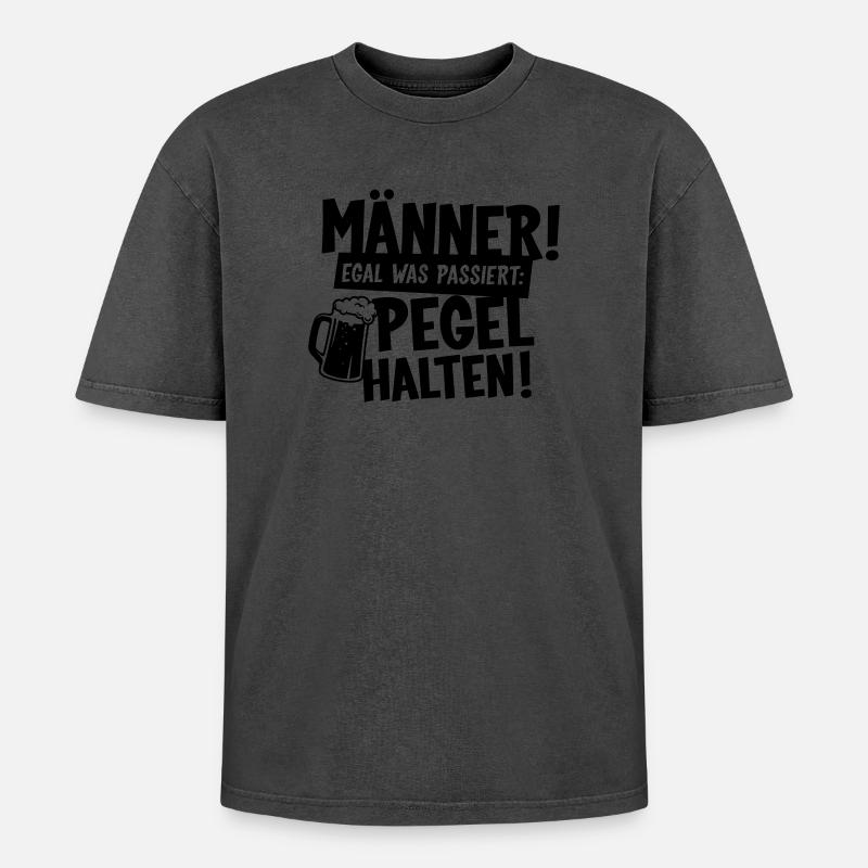 Männer Pegel halten Bier - Oversized Unisex Premium Acid-Washed T-Shirt - undefined