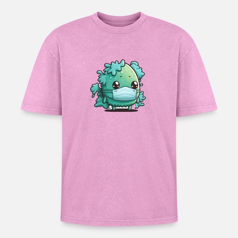 Bacterium with mask - Oversized Unisex Premium Acid-Washed T-Shirt - acid washed pink