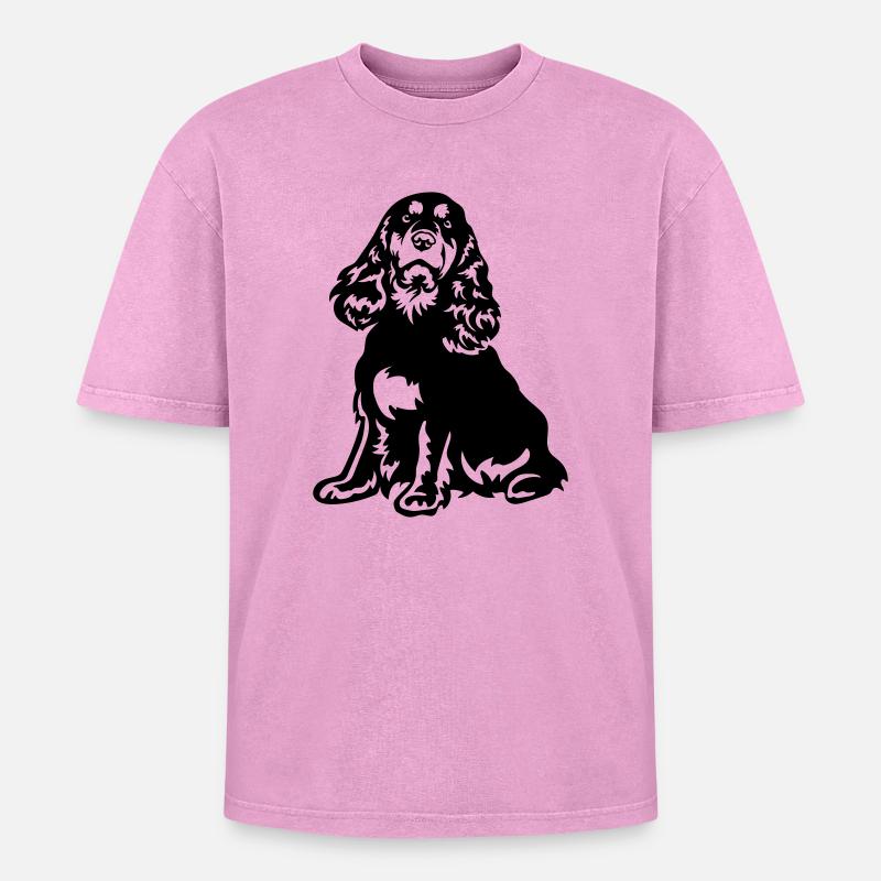 Cocker Spaniel - T-shirt Premium unisexe oversize acid-washed - rose délavé acide