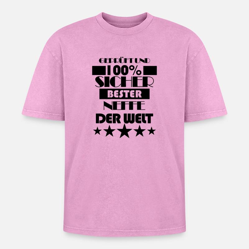 Neffe SpruchGeschenk - Oversized Unisex Premium Acid-Washed T-Shirt - Pink Acid Wash