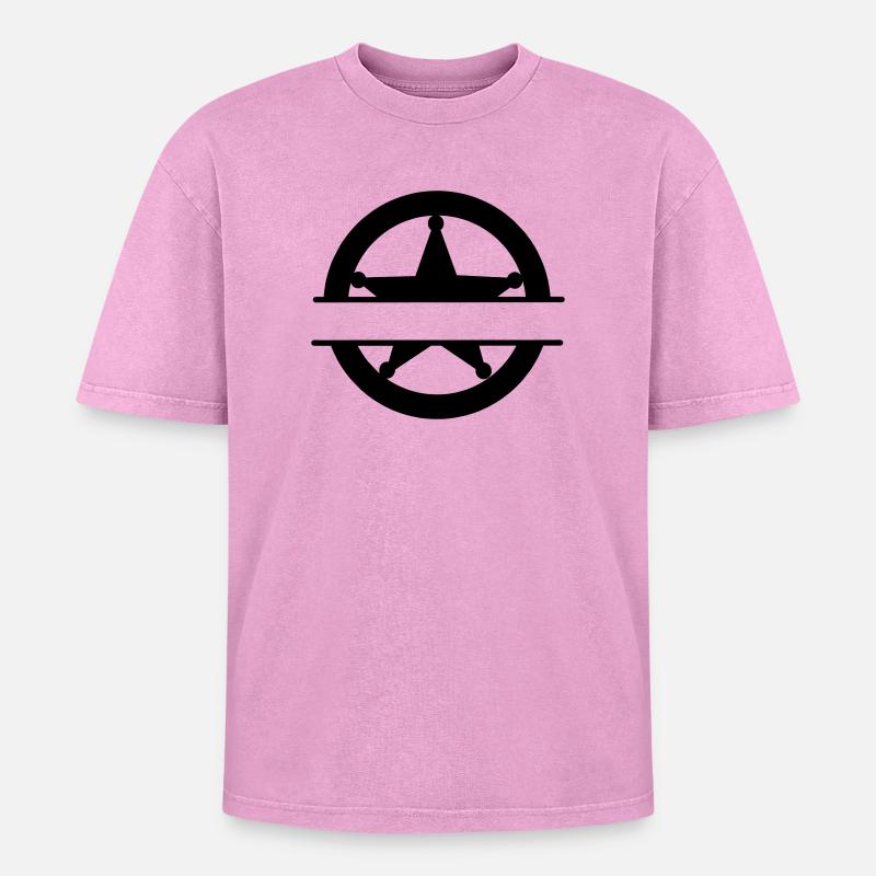 Marshall star in circle - Oversized Unisex Premium Acid-Washed T-Shirt - acid washed pink