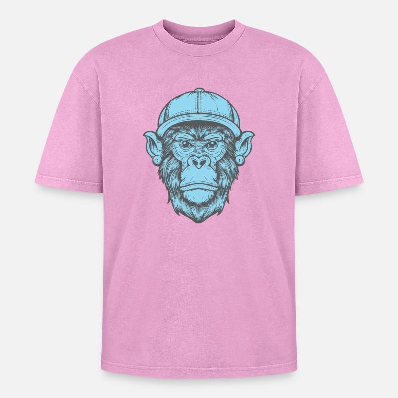 Funky Monkey - Oversized Unisex Premium Acid-Washed T-Shirt - acid washed pink