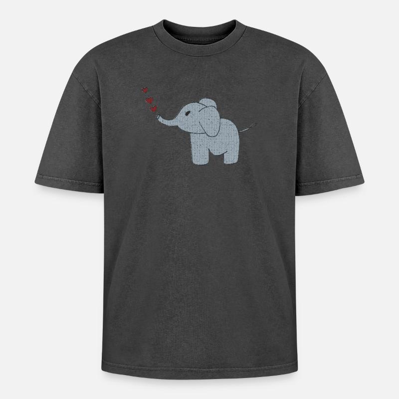 elefant gewebe mit herzen - Oversized Unisex Premium Acid-Washed T-Shirt - undefined