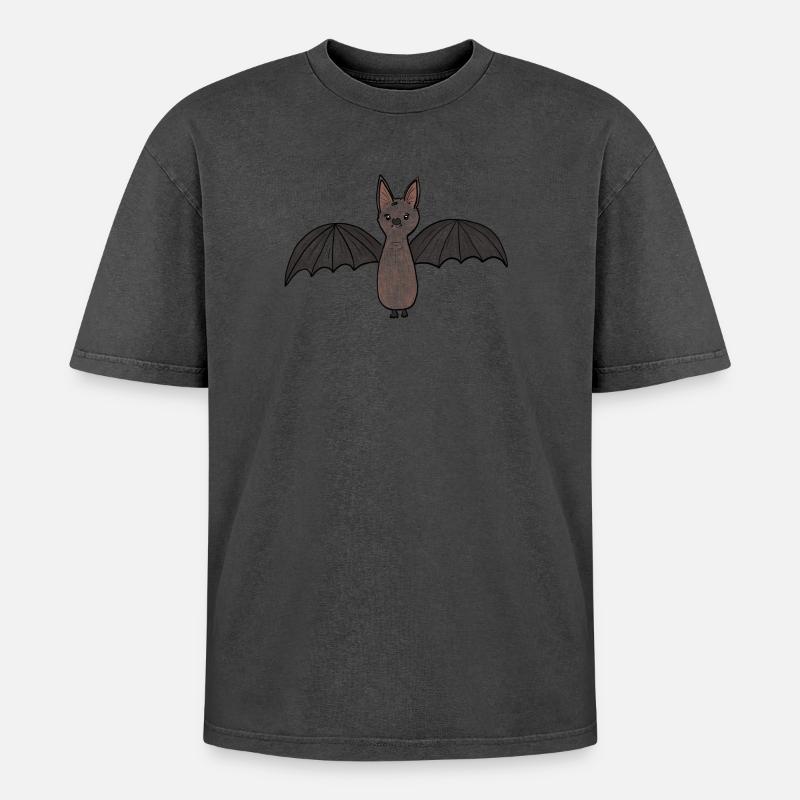 Fledermaus-Phantom Illustration - Oversized Unisex Premium Acid-Washed T-Shirt - undefined