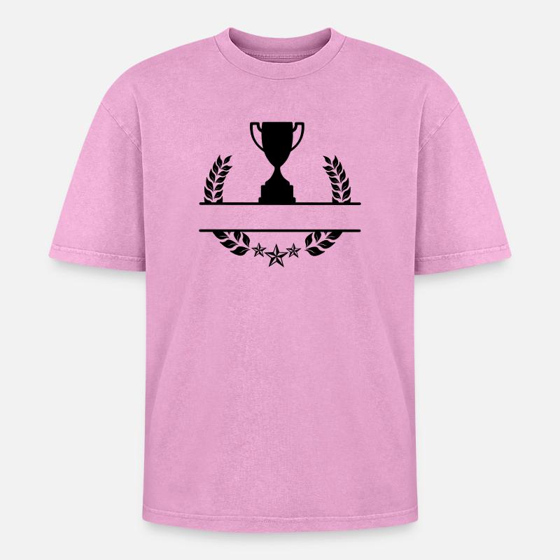 Lorbeerkranz-Monogramm-Becher - Oversized Unisex Premium Acid-Washed T-Shirt - Pink Acid Wash