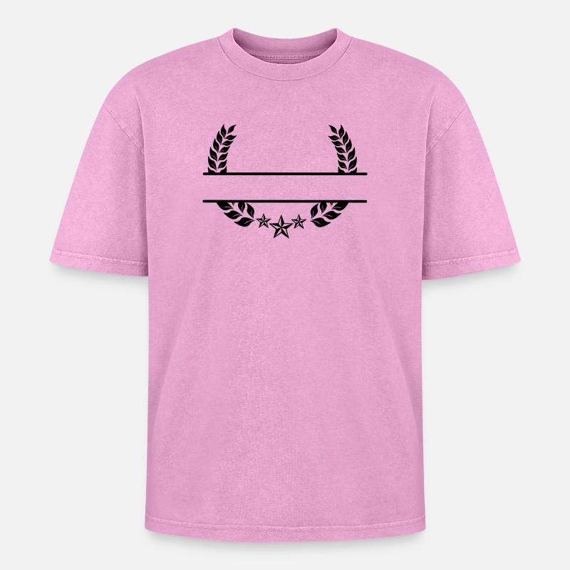 Laurel wreath under three stars - Oversized Unisex Premium Acid-Washed T-Shirt - acid washed pink