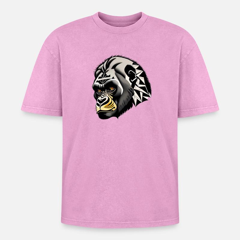 Monkey, Gorilla - Oversized Unisex Premium Acid-Washed T-Shirt - acid washed pink