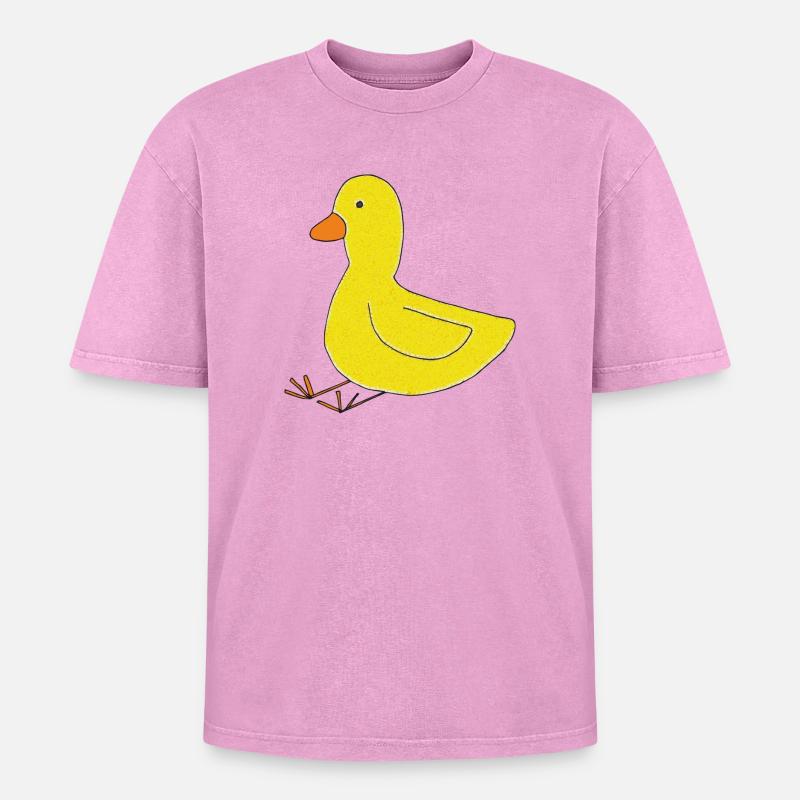 Duck Impressionism - Oversized Unisex Premium Acid-Washed T-Shirt - acid washed pink