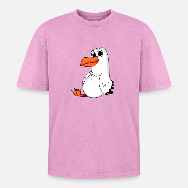Möwe - Oversized Unisex Premium Acid-Washed T-Shirt - Pink Acid Wash