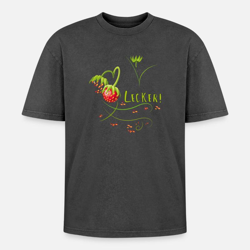 Erdbeerzeit, lecker, Erdbeere - Oversized Unisex Premium Acid-Washed T-Shirt - undefined