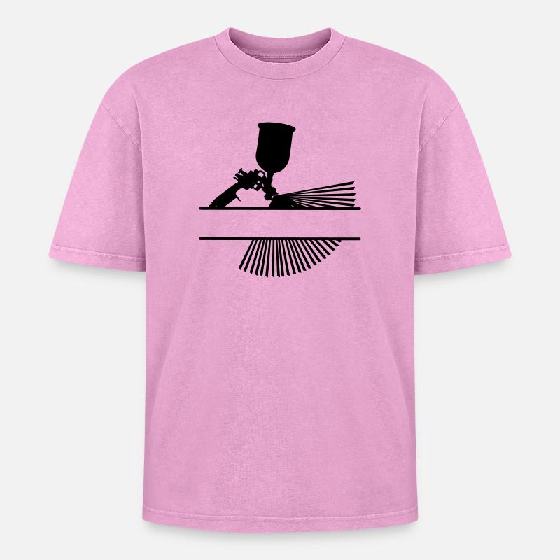 Spray with text banner - Oversized Unisex Premium Acid-Washed T-Shirt - acid washed pink