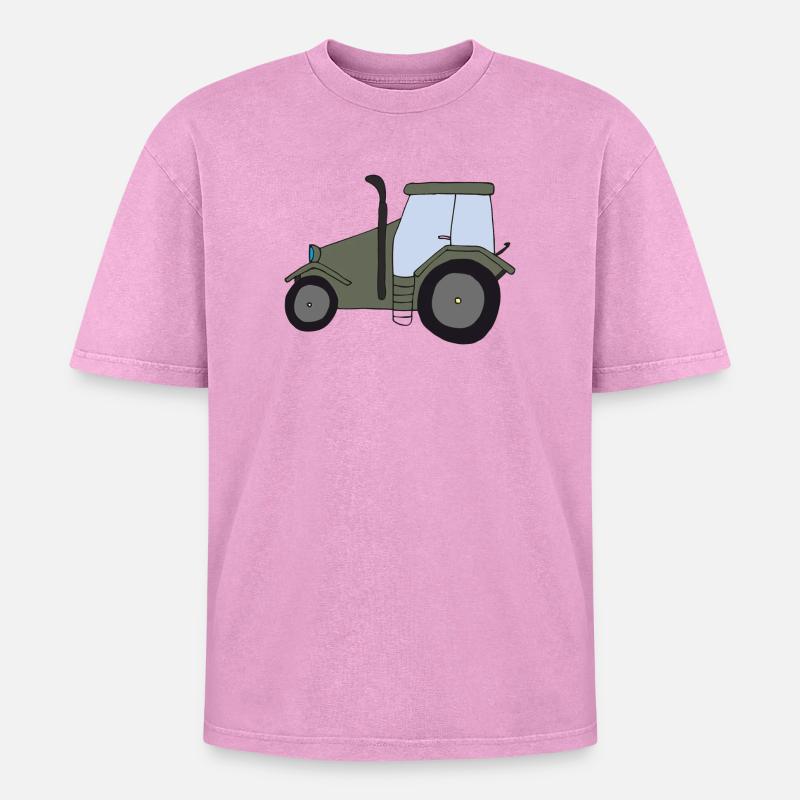 Tractor Oldtimer - Oversized Unisex Premium Acid-Washed T-Shirt - acid washed pink