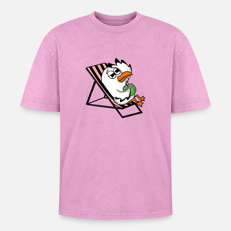 Gull - Oversized Unisex Premium Acid-Washed T-Shirt - acid washed pink