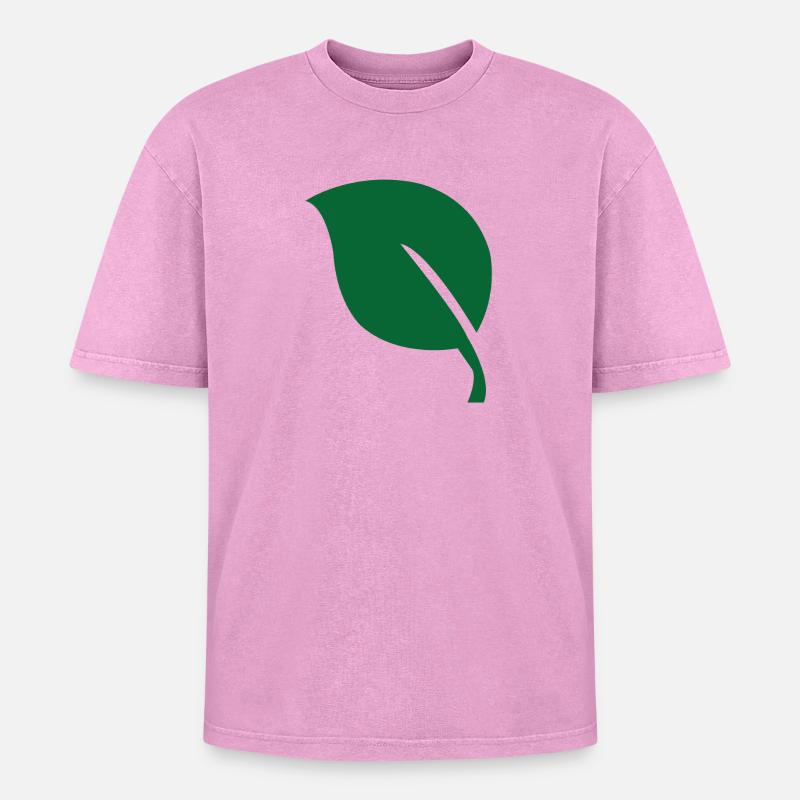 Blatt leaf - Oversized Unisex Premium Acid-Washed T-Shirt - Pink Acid Wash