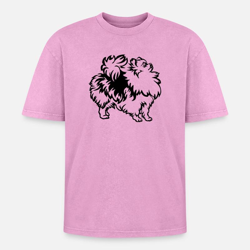Zwergspitz - Oversized Unisex Premium Acid-Washed T-Shirt - Pink Acid Wash