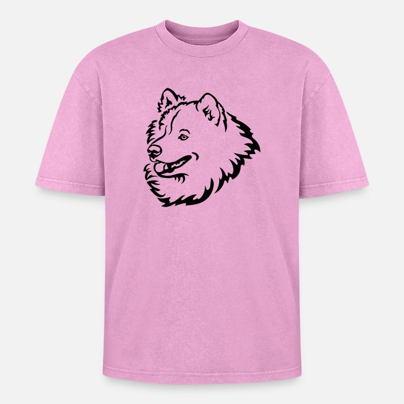 Samoyed head - Oversized Unisex Premium Acid-Washed T-Shirt - acid washed pink
