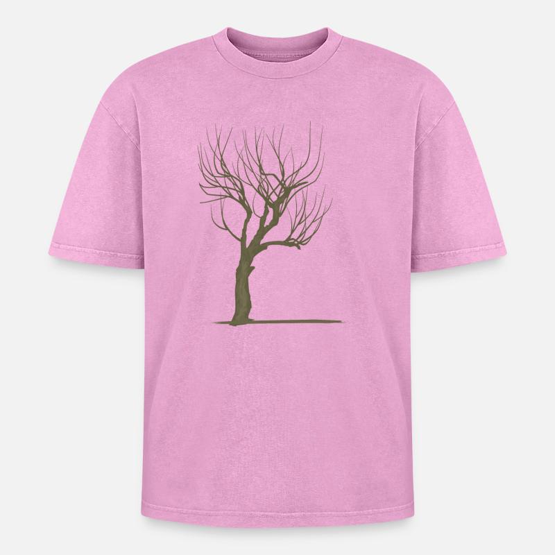 Tree without leaves - modificated - Oversized Unisex Premium Acid-Washed T-Shirt - acid washed pink