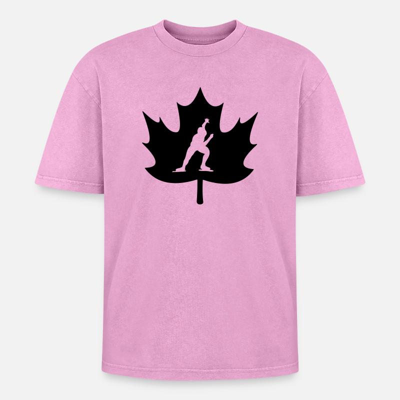 Canada maple leaf skating logo - Oversized Unisex Premium Acid-Washed T-Shirt - acid washed pink