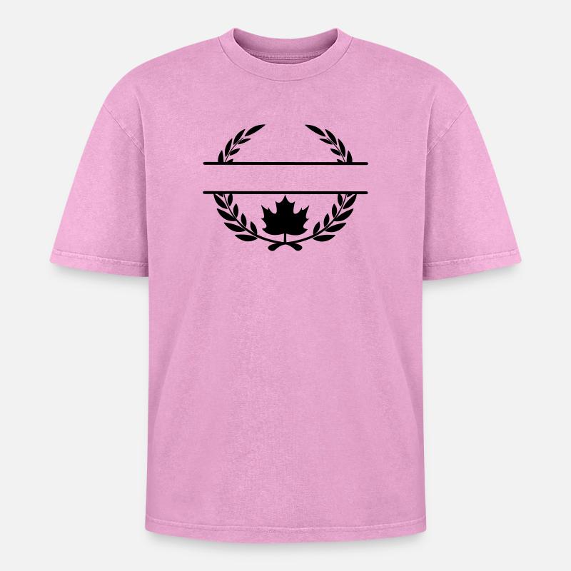 Canada maple leaf laurel wreath - Oversized Unisex Premium Acid-Washed T-Shirt - acid washed pink