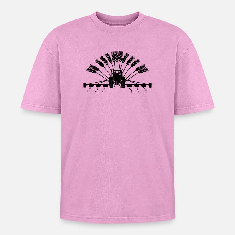 Grain tractor - Oversized Unisex Premium Acid-Washed T-Shirt - acid washed pink