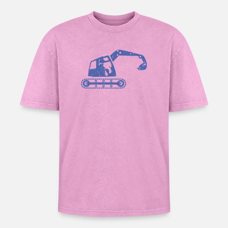 Bagger Baggerfahrer Baugeräteführer - Oversized Unisex Premium Acid-Washed T-Shirt - Pink Acid Wash