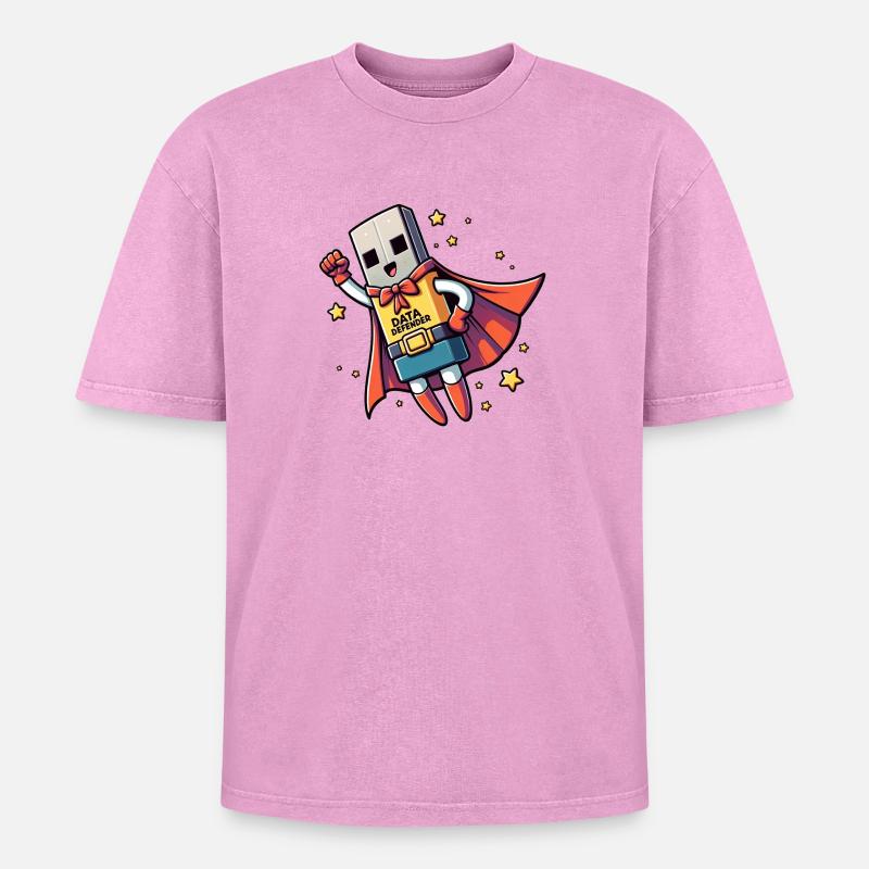 Data Defender - Oversized Unisex Premium Acid-Washed T-Shirt - acid washed pink
