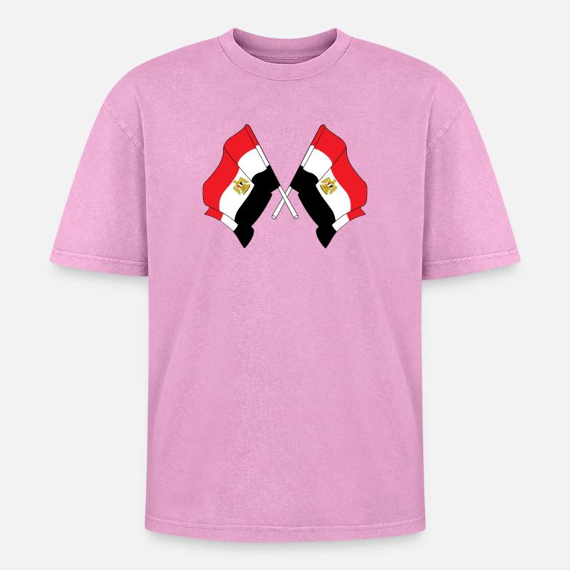 Two flags Egypt - Oversized Unisex Premium Acid-Washed T-Shirt - acid washed pink