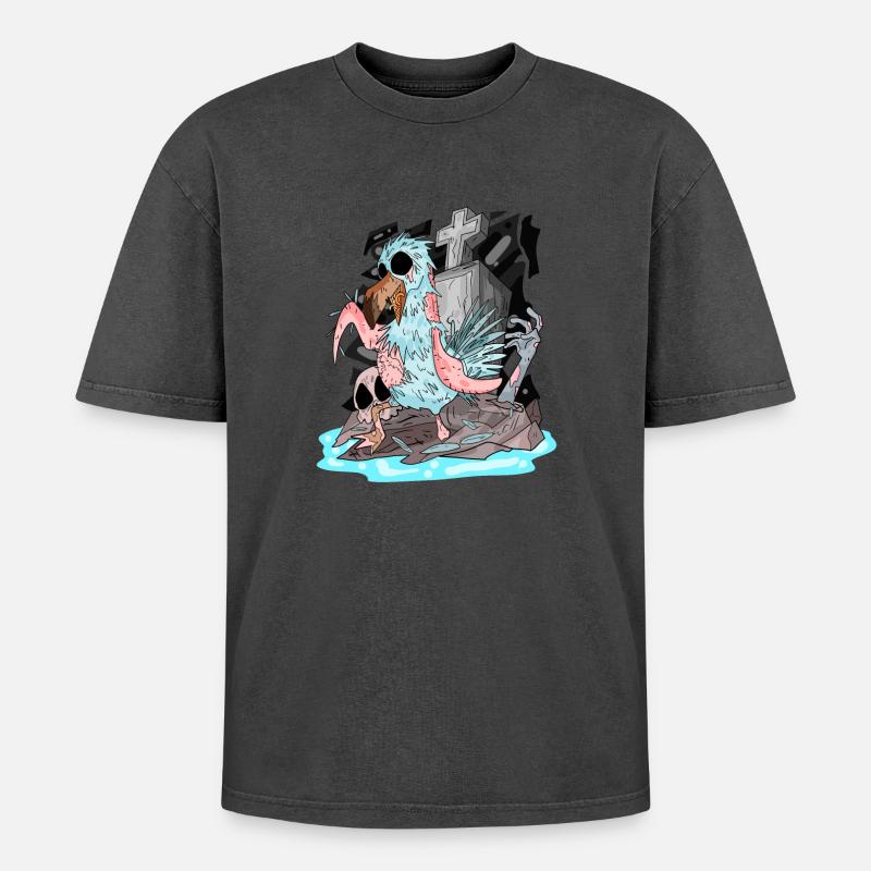 Zombie Möwe - Oversized Unisex Premium Acid-Washed T-Shirt - Pink Acid Wash