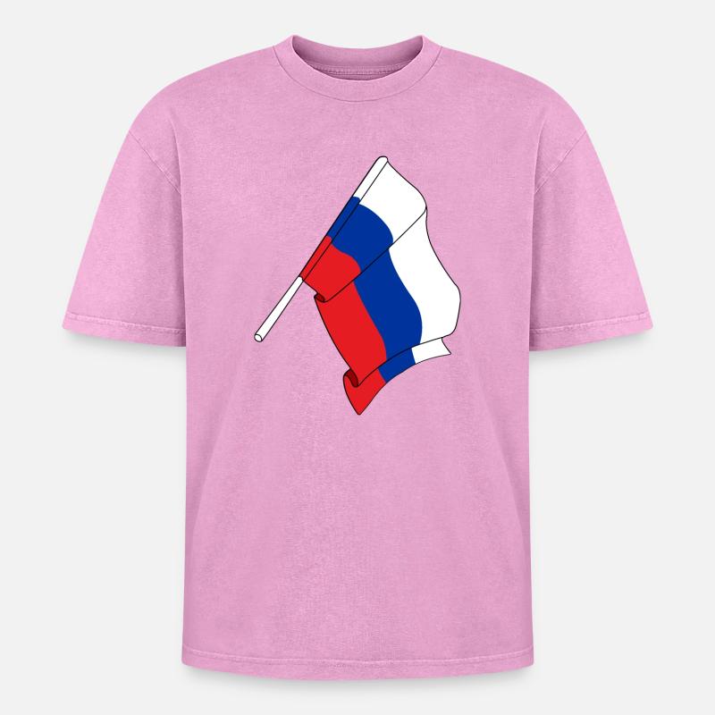 Drapeau Russie - T-shirt Premium unisexe oversize acid-washed - rose délavé acide