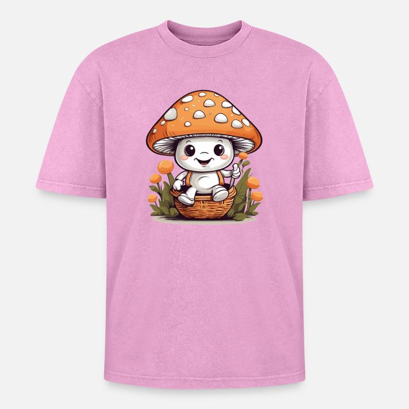 Sweet Toadstool - Oversized Unisex Premium Acid-Washed T-Shirt - acid washed pink