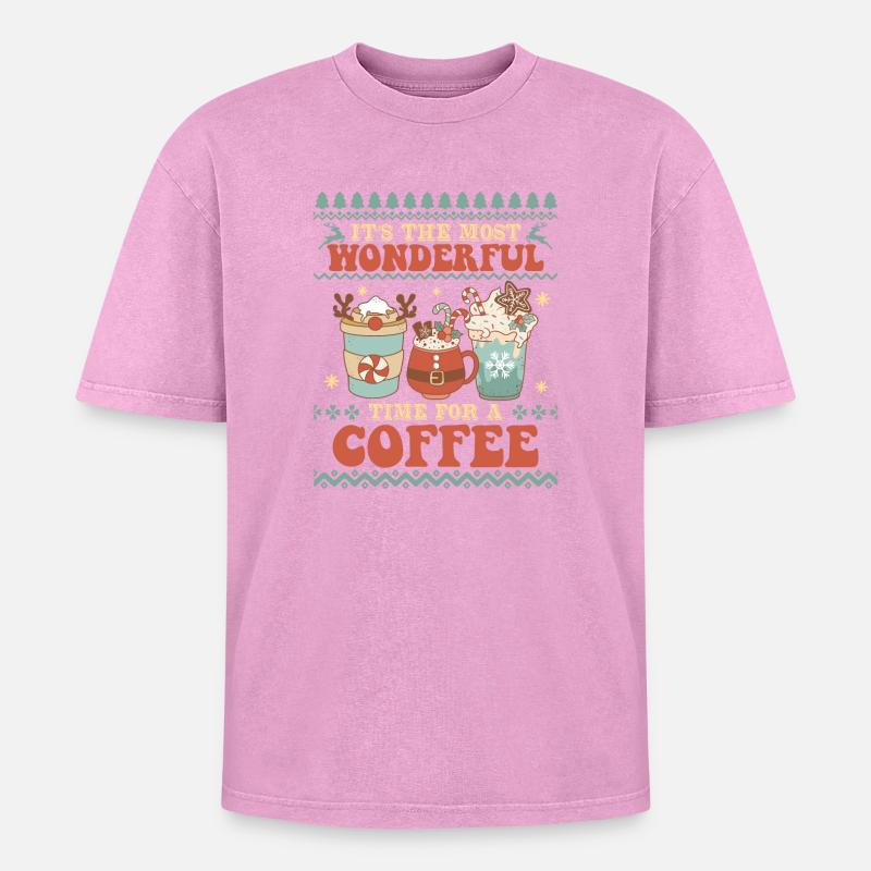 Hässlicher Weihnachtspullover - Oversized Unisex Premium Acid-Washed T-Shirt - Pink Acid Wash
