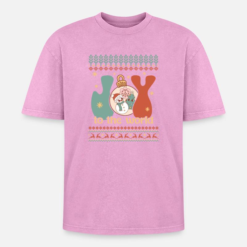 Pull de Noël moche - T-shirt Premium unisexe oversize acid-washed - rose délavé acide