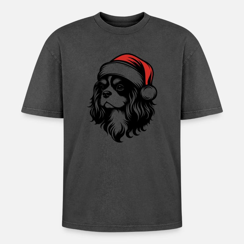 Cavalier King Christmas - Elegantes Geschenk - Oversized Unisex Premium Acid-Washed T-Shirt - undefined