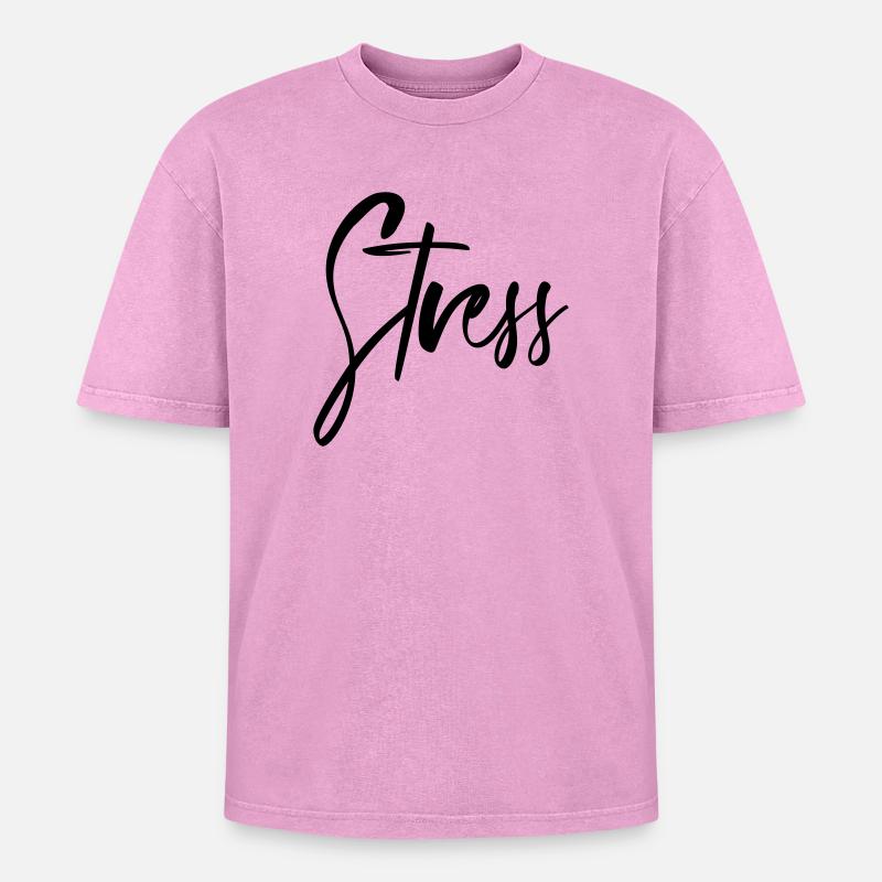Stress - Oversized Unisex Premium Acid-Washed T-Shirt - Pink Acid Wash