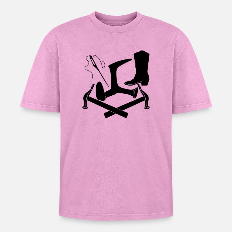 Shoemaker tool logo - Oversized Unisex Premium Acid-Washed T-Shirt - acid washed pink