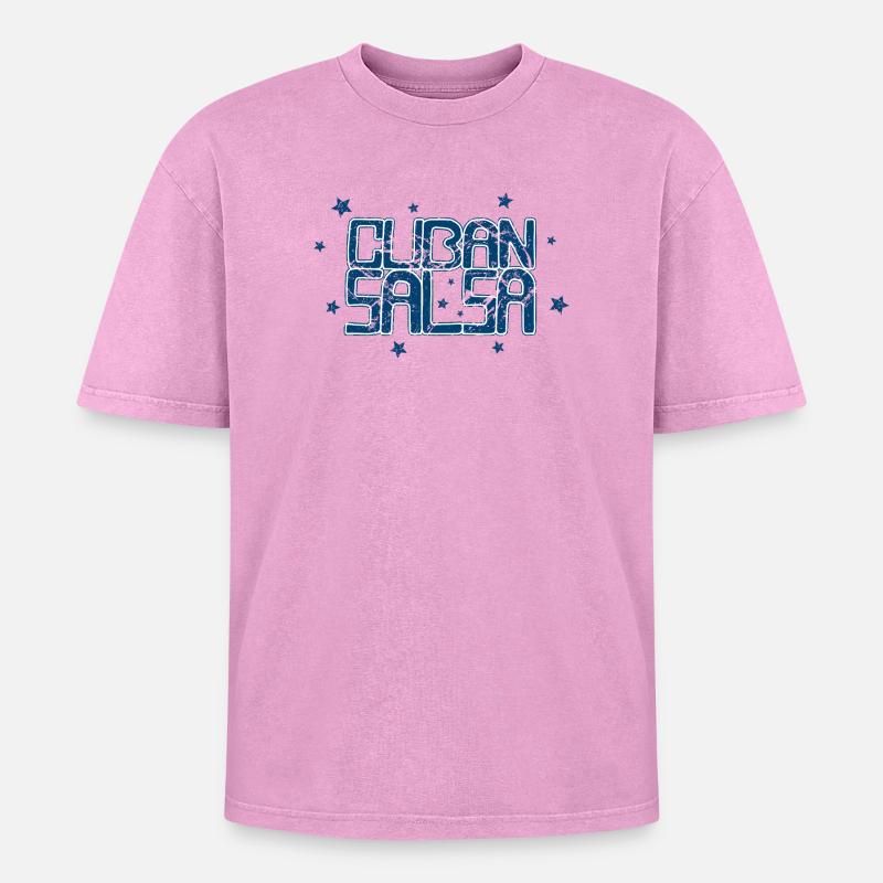 Cuban Salsa Rueda Timba Dancing - Oversized Unisex Premium Acid-Washed T-Shirt - acid washed pink