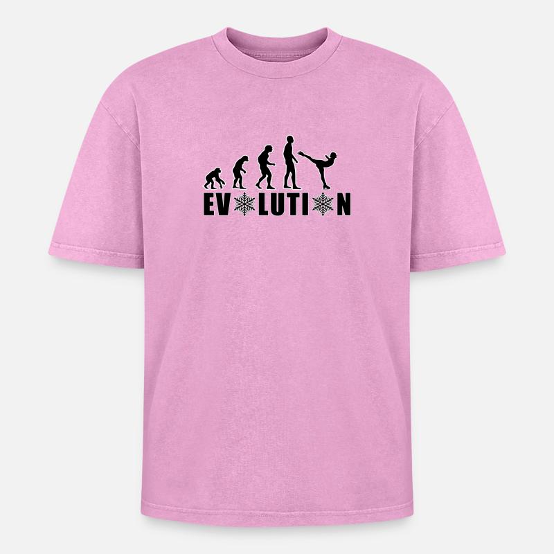EVOLUTION FIGURE SKATING WINTER SNOW - Oversized Unisex Premium Acid-Washed T-Shirt - acid washed pink