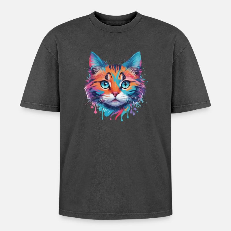 Chat mignon - T-shirt Premium unisexe oversize acid-washed - rose délavé acide
