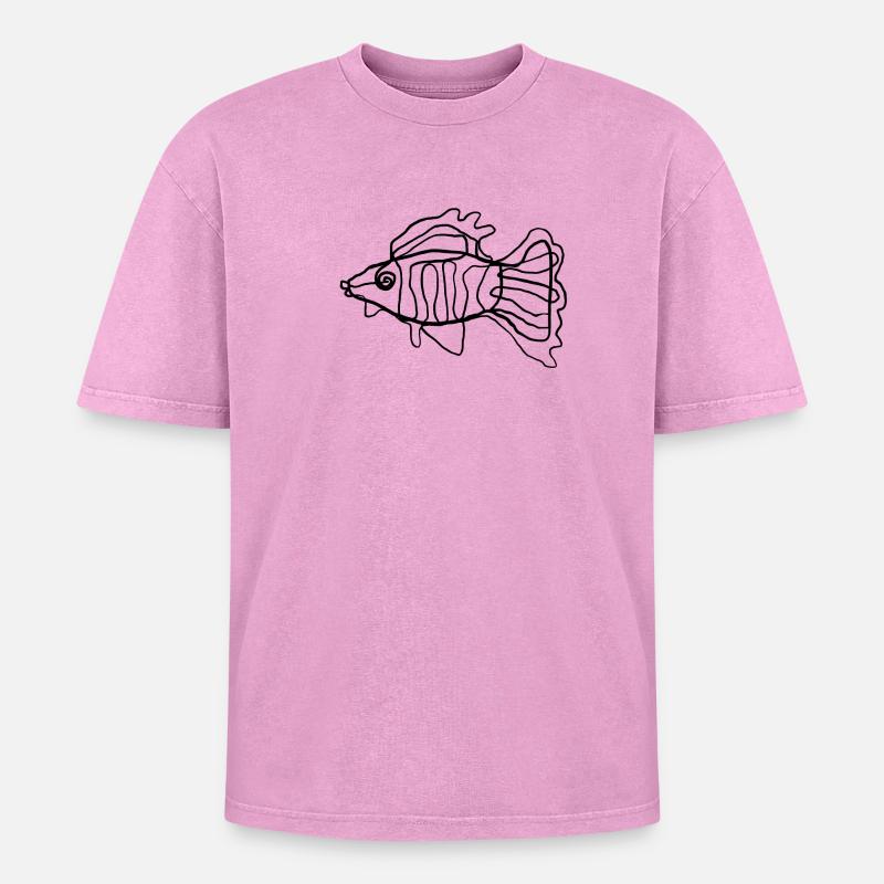 Fisch - Oversized Unisex Premium Acid-Washed T-Shirt - Pink Acid Wash