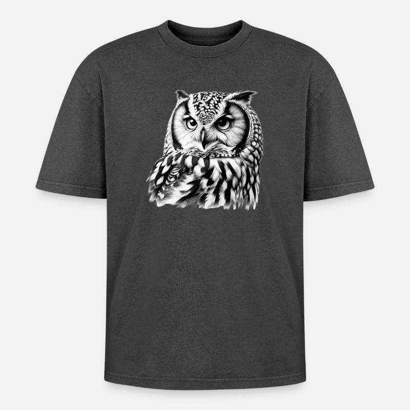 Eule - Oversized Unisex Premium Acid-Washed T-Shirt - undefined
